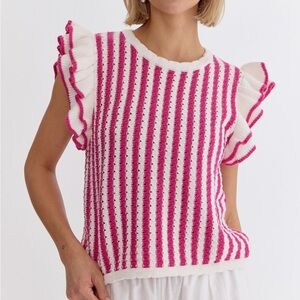 NWT Entro Pink stipe sweater